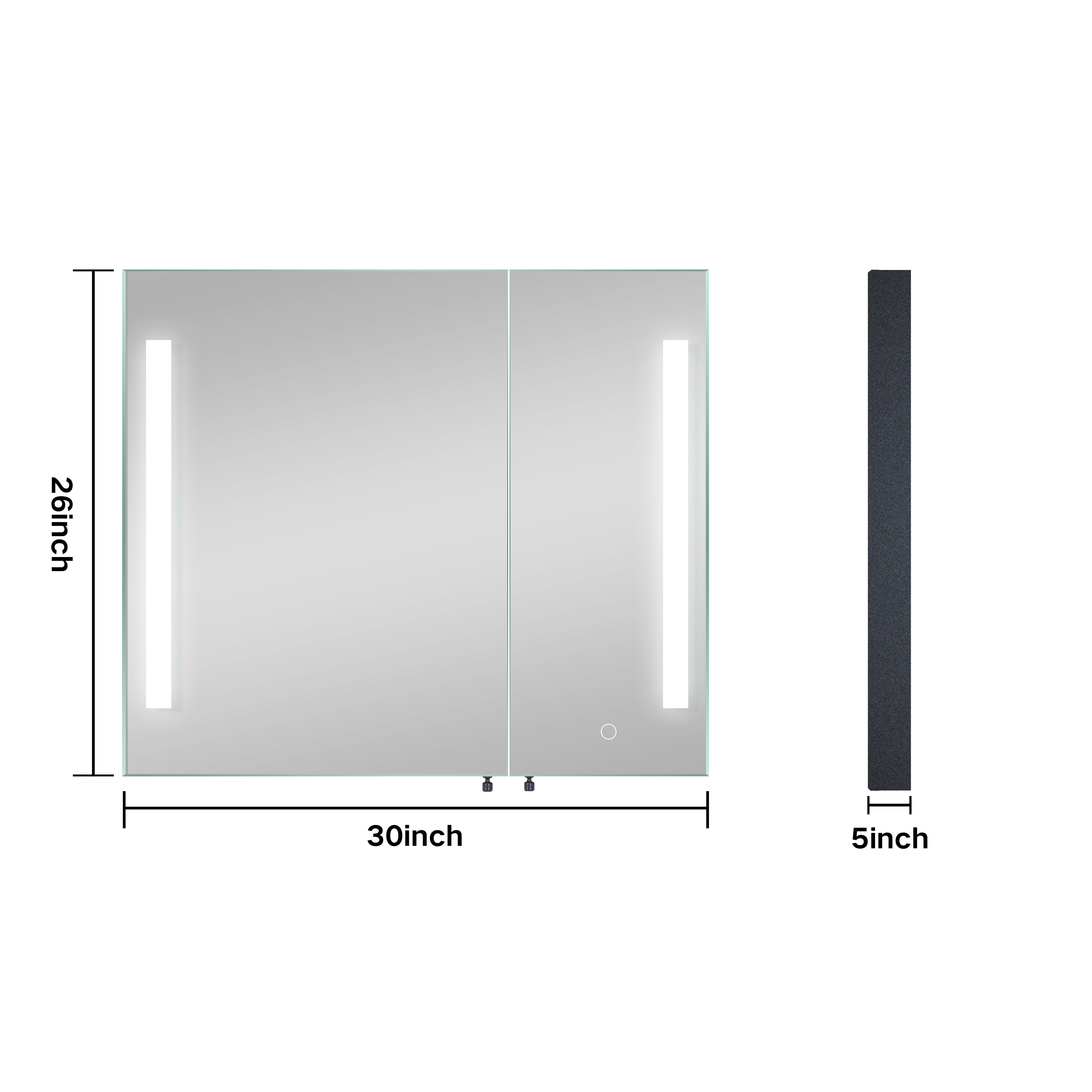 Illuminate Your Bathroom with Our 30 inches x 26 inches LED Medicine Cabinet - High Quality and Easy Installation - Eco LED Lightings 